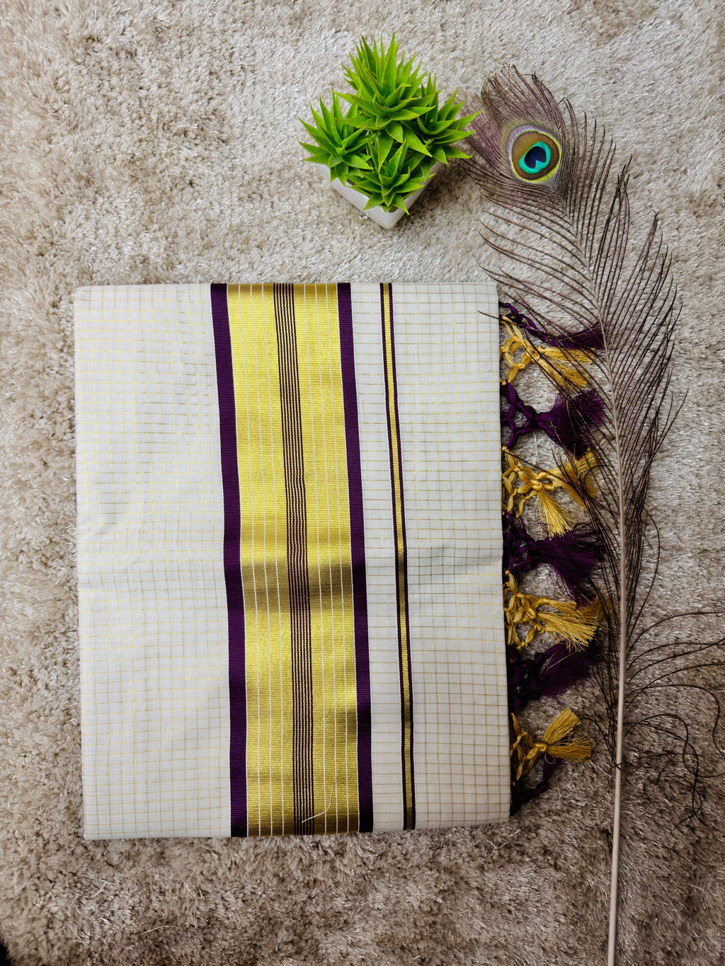 Cotton Check Set Saree