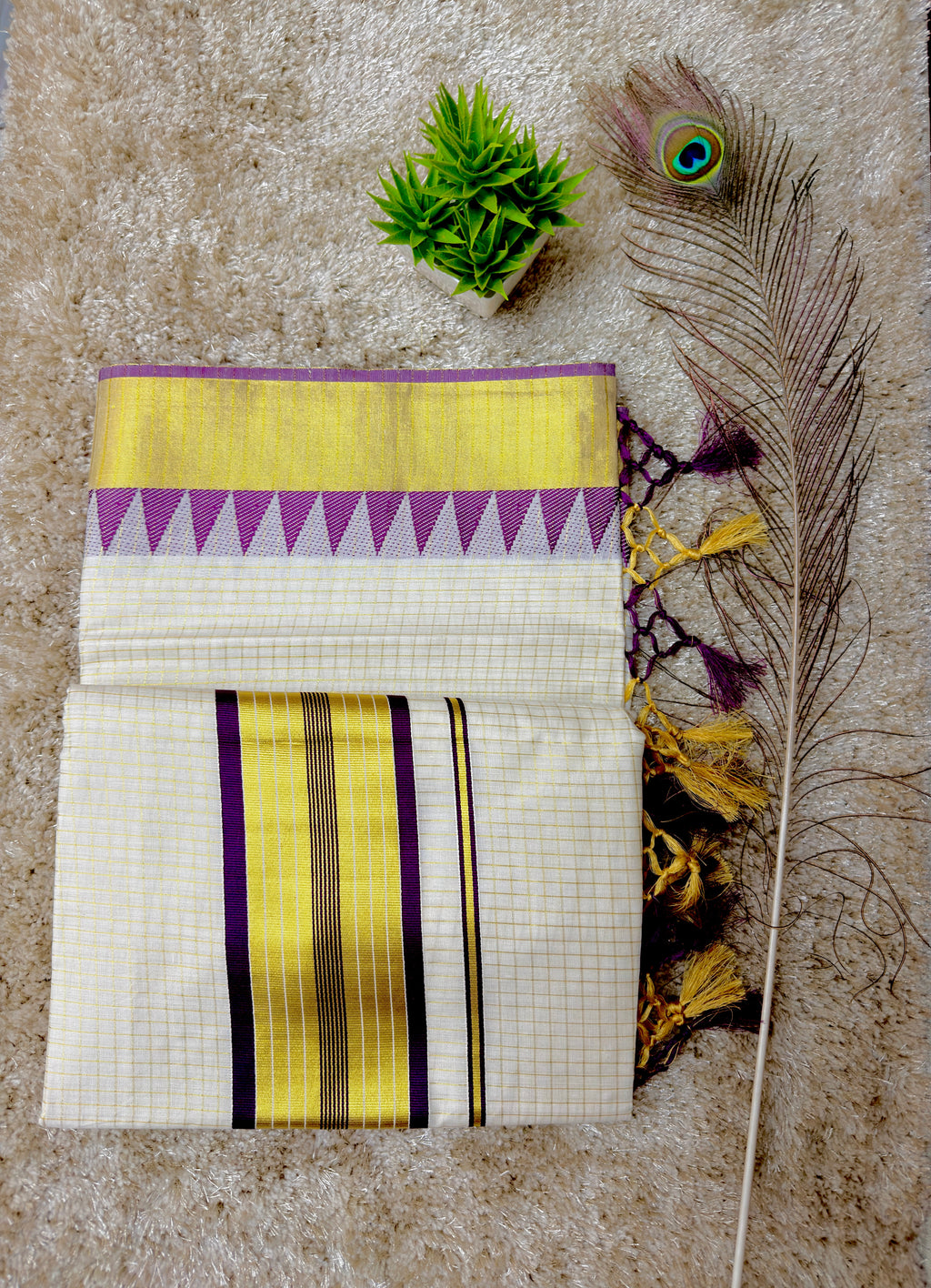 Cotton Check Set Saree