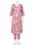 Pink Floral Kurta & Trousers Co-ord Set